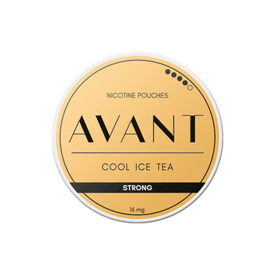 Avant Cool Ice Tea Strong nicotine pouch can – Slim all-white, 10.4mg, 20 pouches