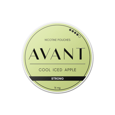 Avant Cool Iced Apple Strong nicotine pouch can – Slim all-white, 10.4mg, 20 pouches
