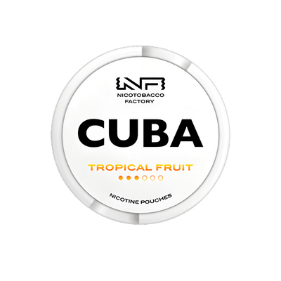 Cuba White Tropical Fruit nicotine pouch can – Slim moist, 10.4mg, 20 pouches