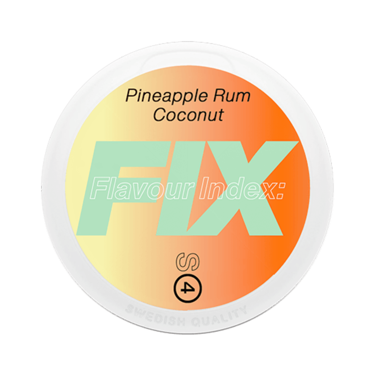 FIX Pineapple Rum Coconut nicotine pouch can – Slim dry, 9.8 mg, 20 pouches