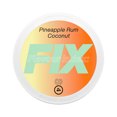 FIX Pineapple Rum Coconut nicotine pouch can – Slim dry, 9.8 mg, 20 pouches