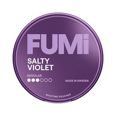 FUMi Salty Violet Strong nicotine pouch can – slim dry, 8mg, 20 pouches