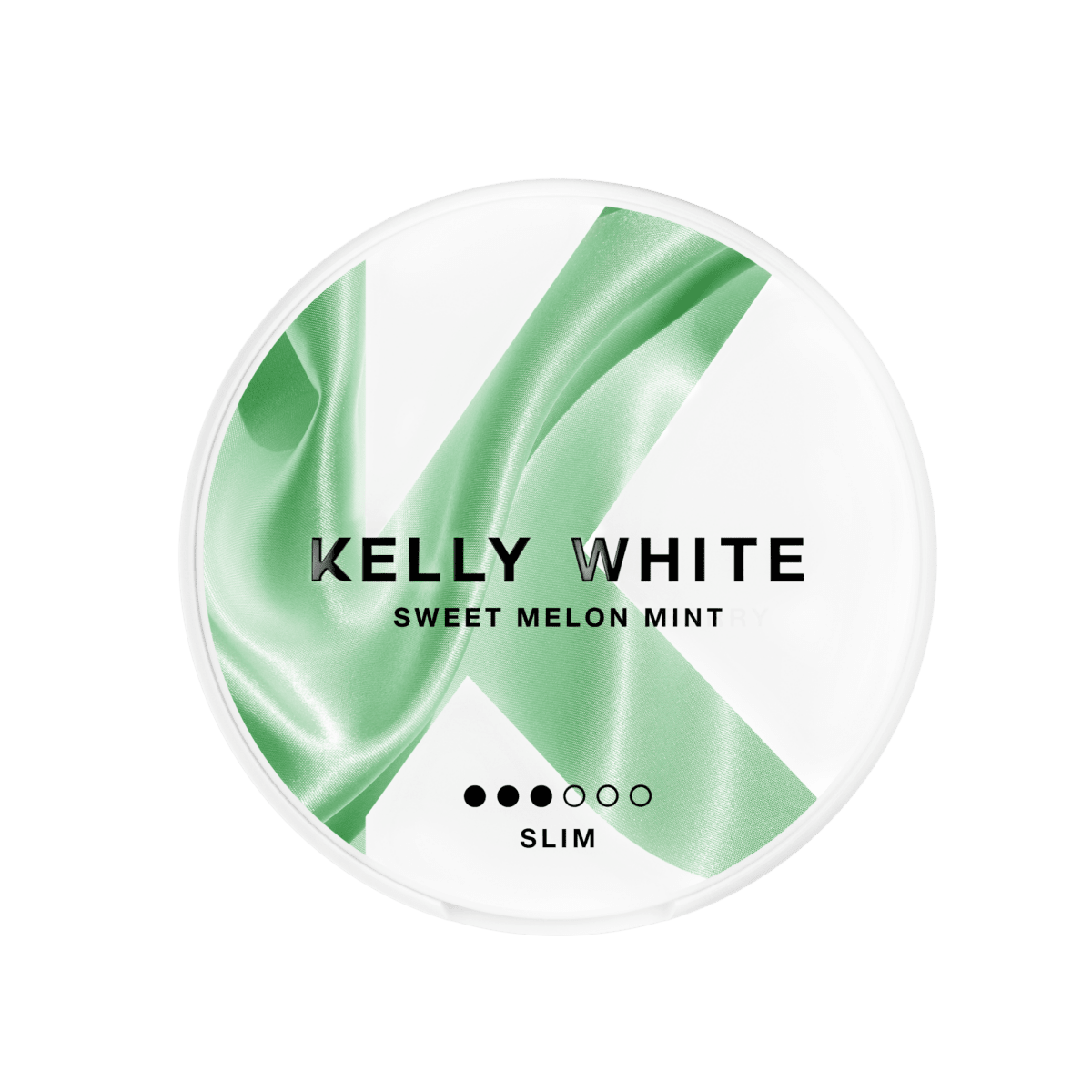Kelly White Sweet Melon Mint nicotine pouch can – Slim semi-moist, 5mg, 20 pouches