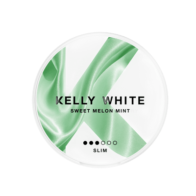 Kelly White Sweet Melon Mint nicotine pouch can – Slim semi-moist, 5mg, 20 pouches