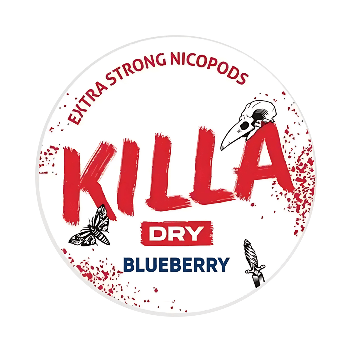 KILLA Dry Blueberry nicotine pouch can – Slim dry, 9.9 mg, 20 pouches