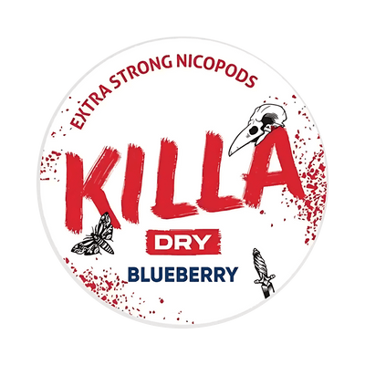 KILLA Dry Blueberry nicotine pouch can – Slim dry, 9.9 mg, 20 pouches