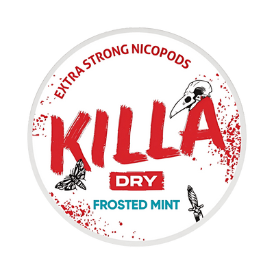 KILLA Dry Frosted Mint nicotine pouch can – Slim dry, 9.6mg, 20 pouches
