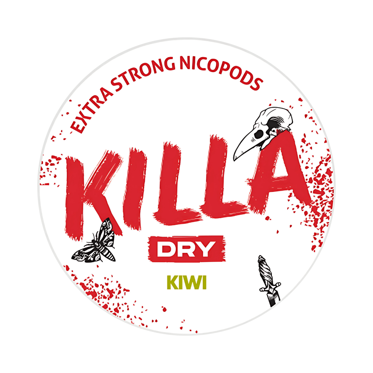 KILLA Dry Kiwi nicotine pouch can – Slim dry, 9.6mg, 20 pouches