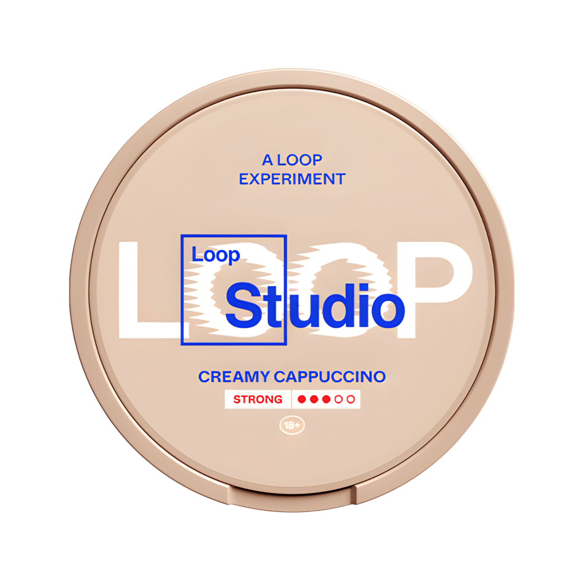 LOOP Creamy Cappucino Strong nicotine pouch can – Slim semi-moist, 15.6mg, 20 pouches