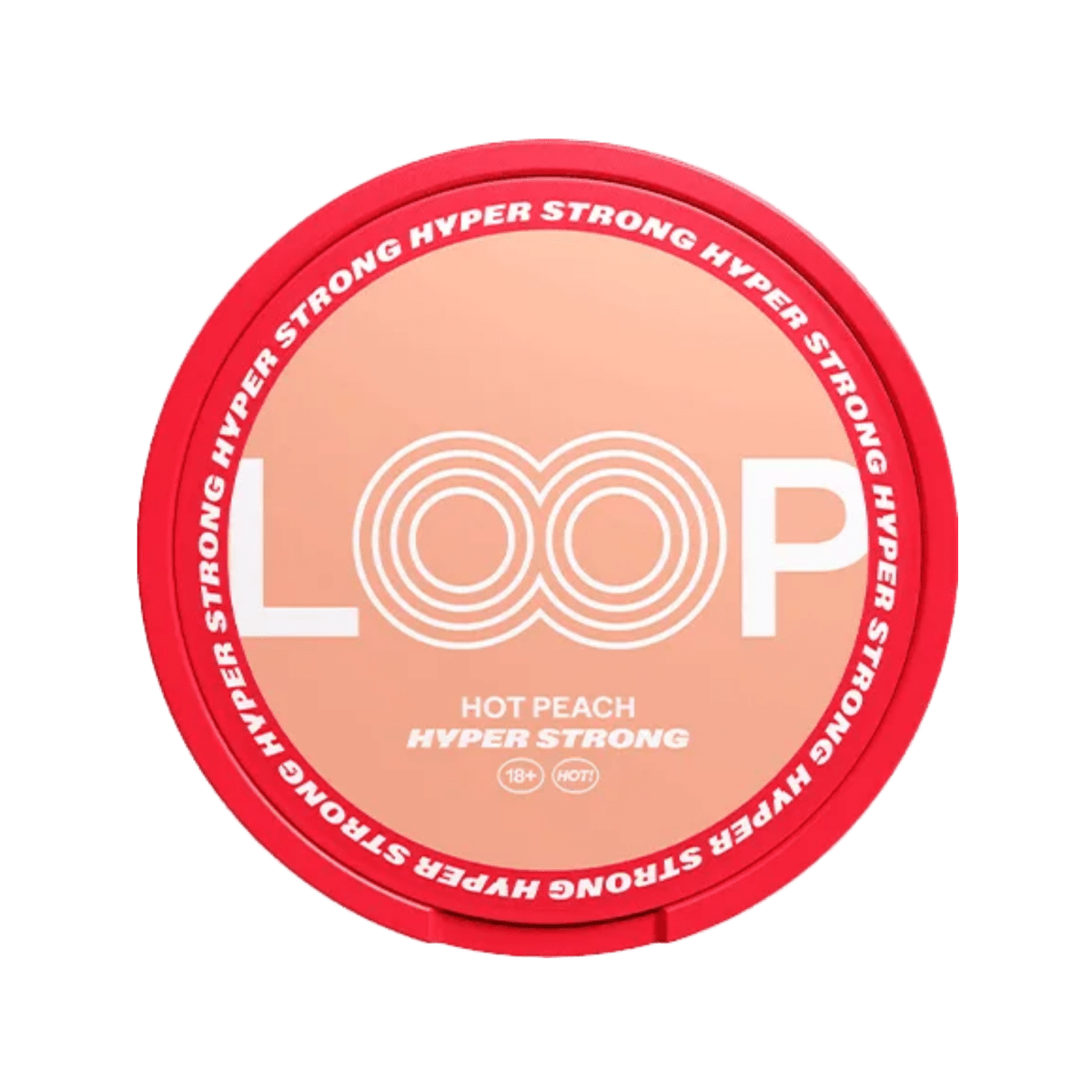 LOOP Hot Peach Hyper Strong nicotine pouch can – Slim semi-moist, 15.6 mg, 20 pouches