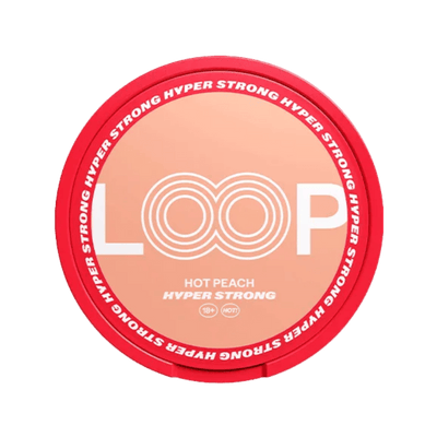 LOOP Hot Peach Hyper Strong nicotine pouch can – Slim semi-moist, 15.6 mg, 20 pouches