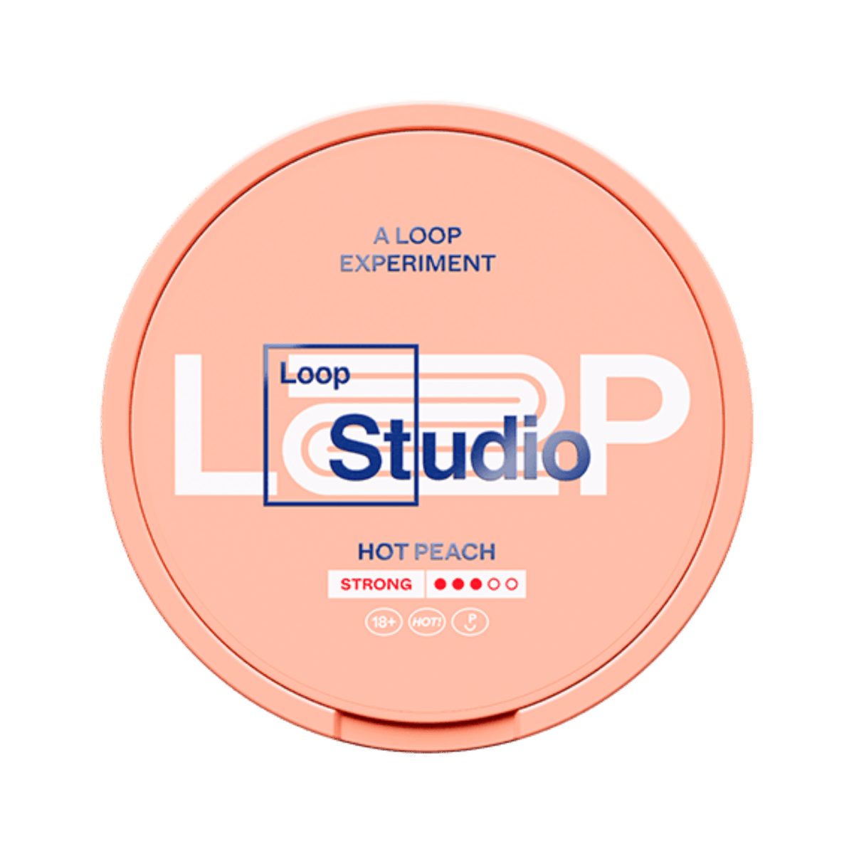 LOOP Hot Peach Strong nicotine pouch can – Slim semi-moist, 9.4 mg, 20 pouches
