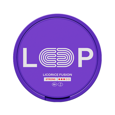 LOOP Licorice Fusion nicotine pouch can – Slim semi-moist, 9.4mg, 20 pouches