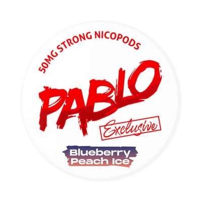 Pablo Exclusive Blueberry Peach Ice 50mg nicotine pouch can – Slim moist, 30 mg, 20 pouches