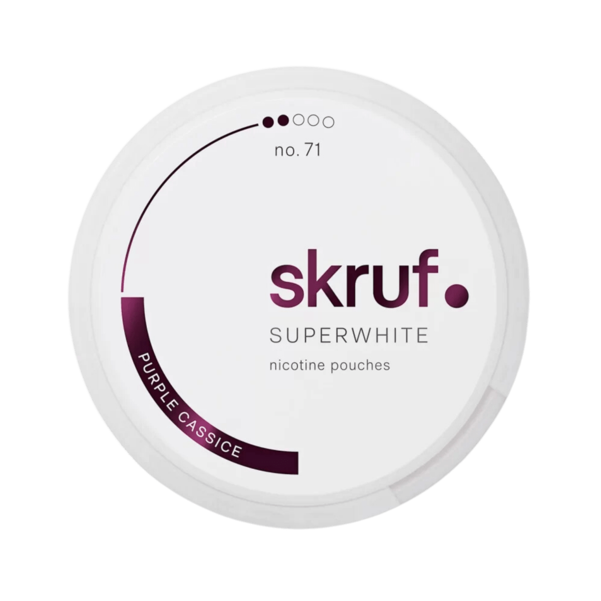 SKRUF No.71 Purple Cassice nicotine pouch can – Slim semi-moist, 6mg, 24 pouches