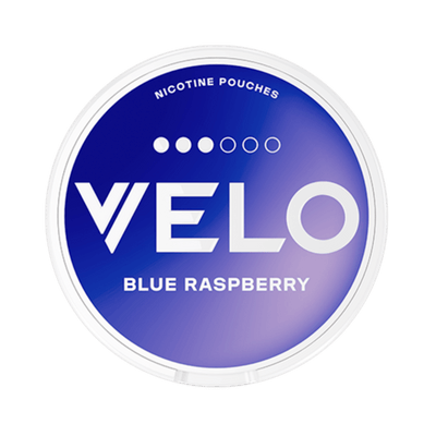 VELO Blue Raspberry nicotine pouch can – Slim, 8mg, 20 pouches
