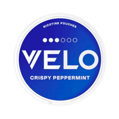 VELO Crispy Peppermint Mini nicotine pouch can – Mini format, 8 mg, 20 pouches
