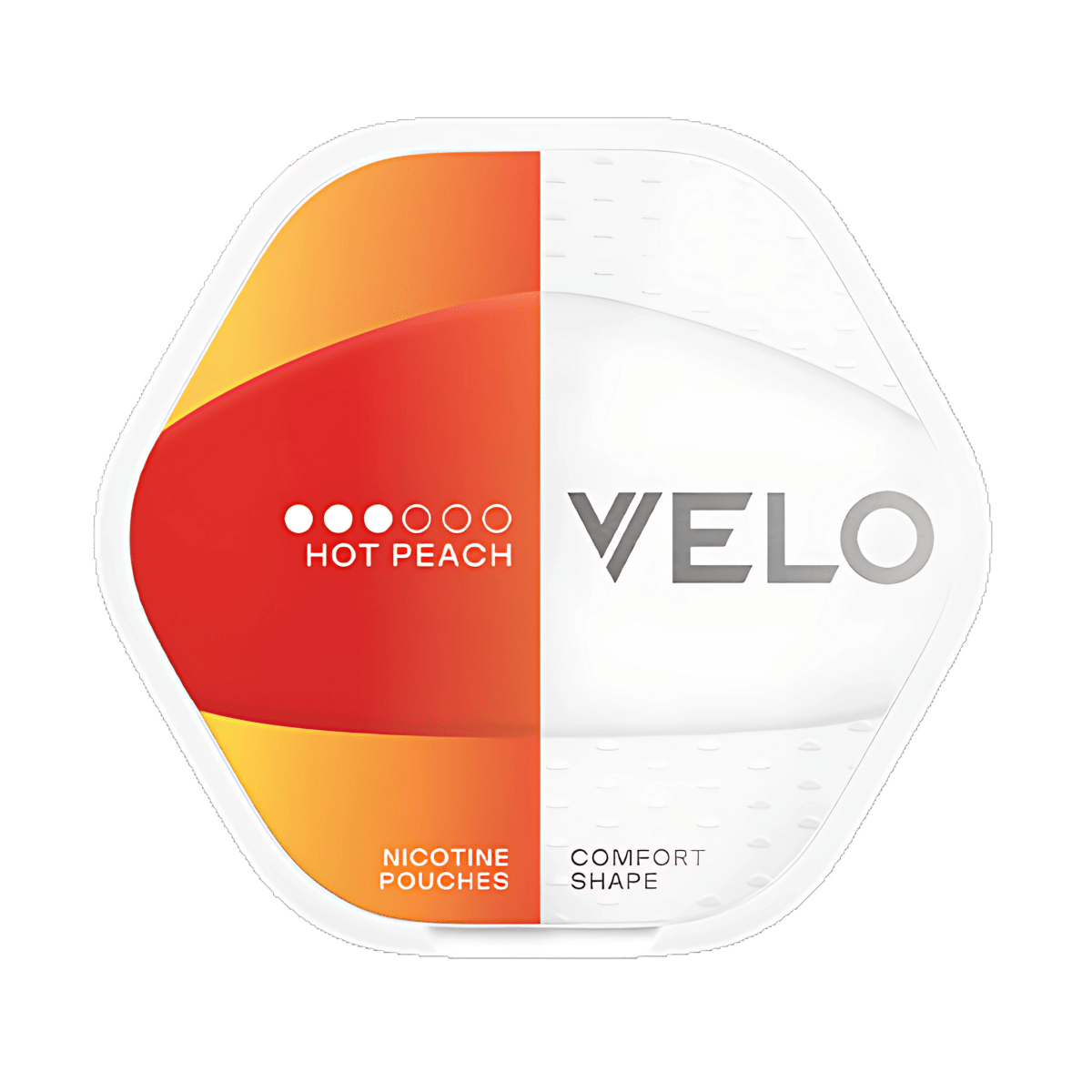VELO Shift Hot Peach nicotine pouch can – Slim, 8mg, 20 pouches