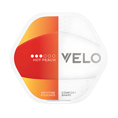 VELO Shift Hot Peach nicotine pouch can – Slim, 8mg, 20 pouches
