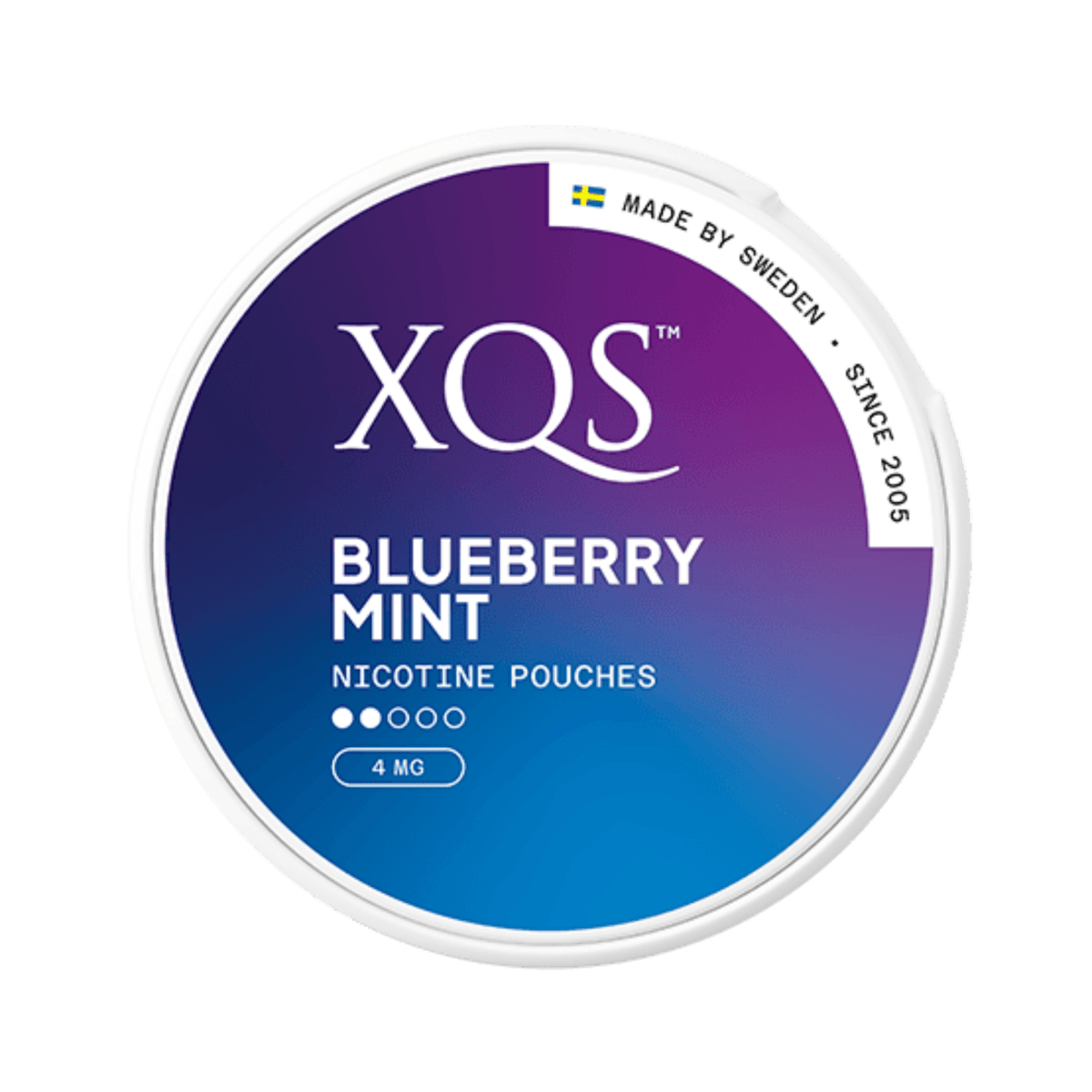 XQS Blueberry Mint Light nicotine pouch can – Slim moist, 8mg, 20 pouches