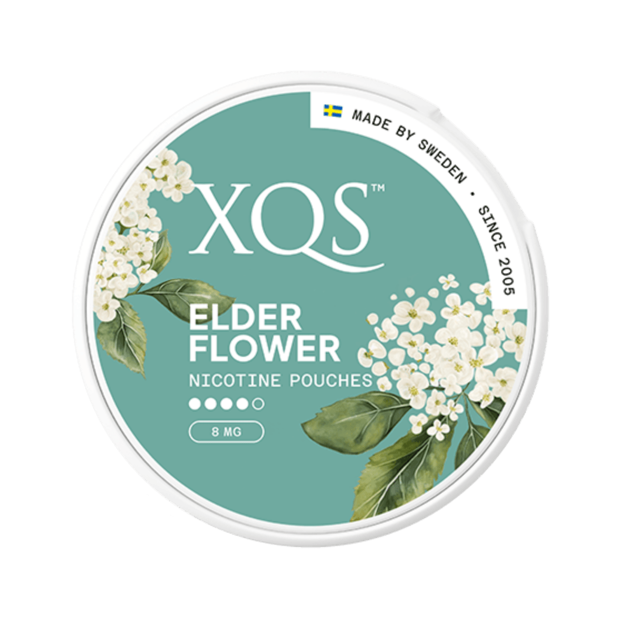 XQS Elderflower nicotine pouch can – Slim moist, 4 mg, 20 pouches