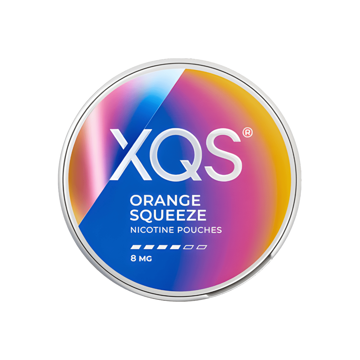 XQS Orange Squeeze nicotine pouch can – Slim moist, 8mg, 20 pouches